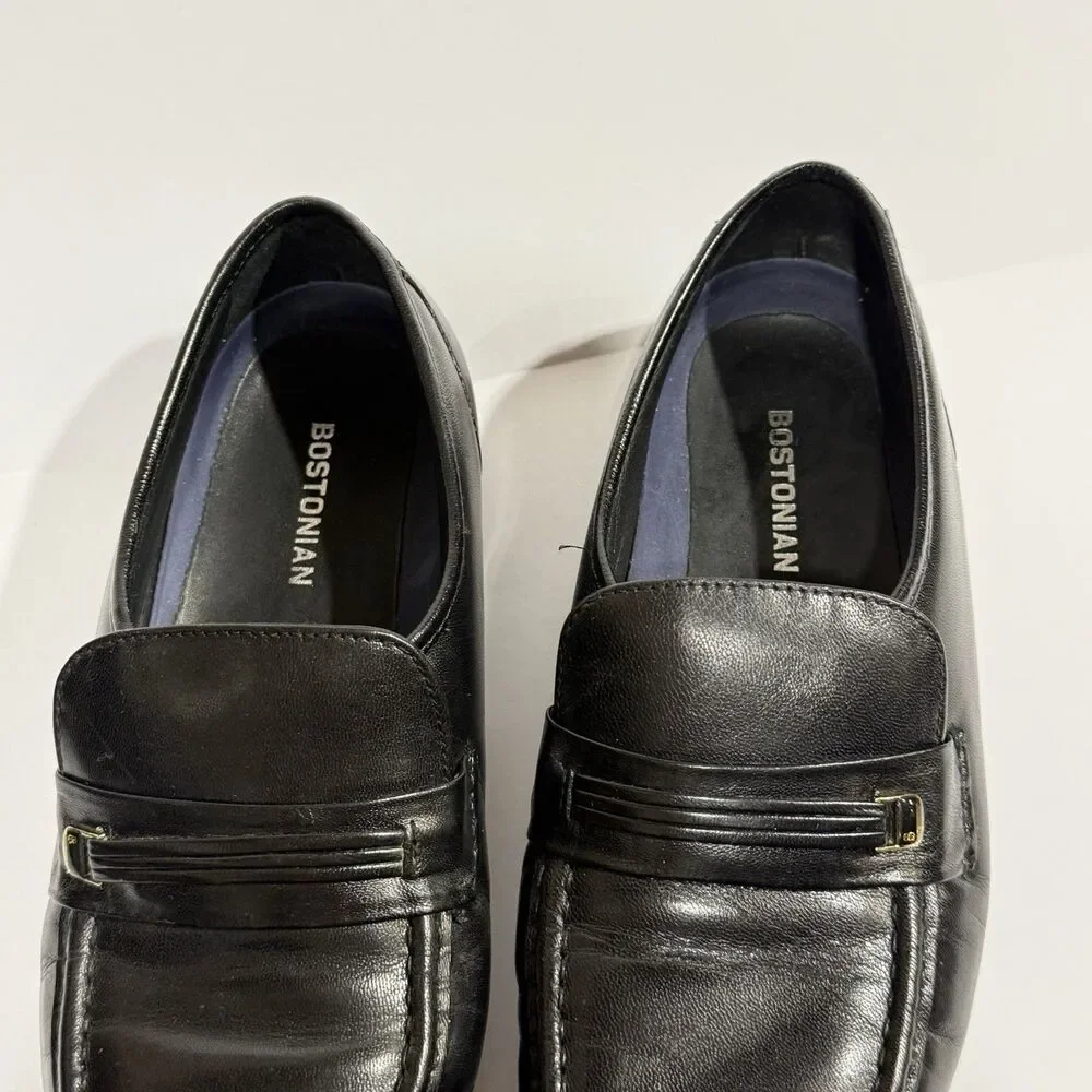 Bostonian Men's Prescott Slip-on Black Leather Loafers size 10 D